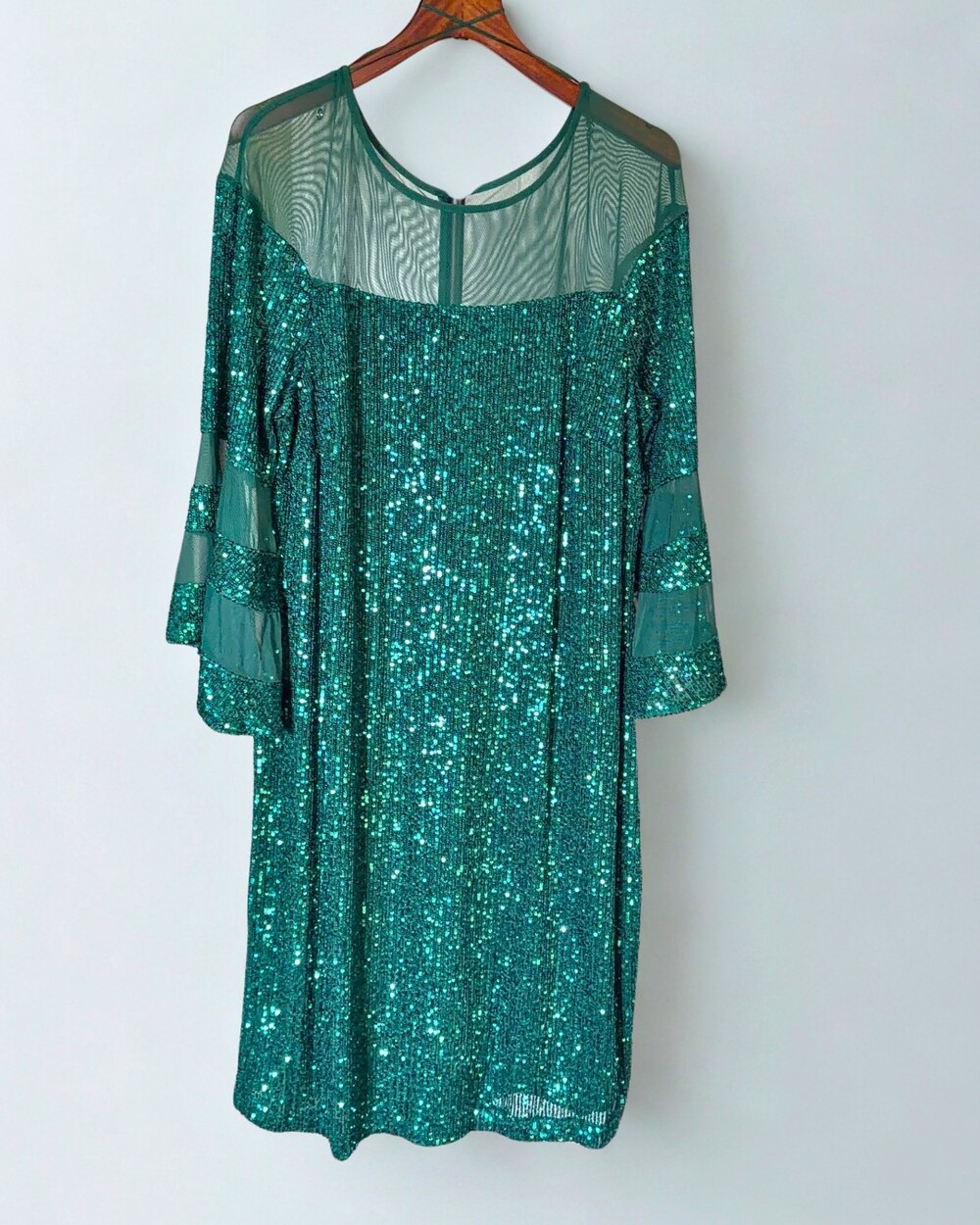 R&M Richards Woman Sequin Illusion Bell Sleeve Dress – Size 16W